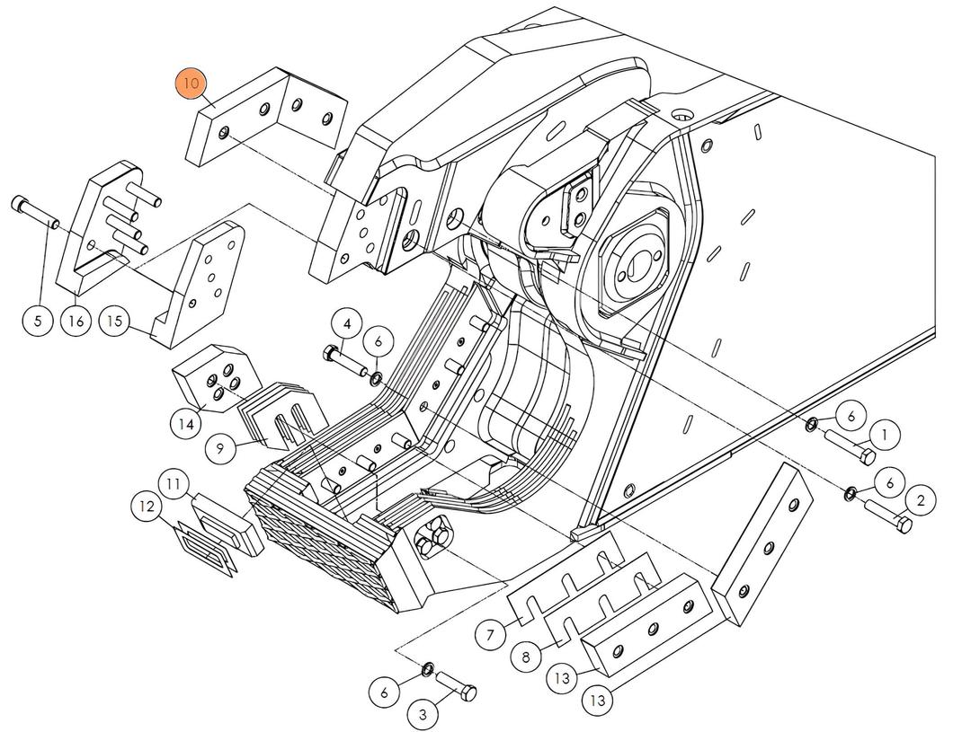 Нож подвижный (левый) SH310-56 на гидроножницы Delta SH310R (аналог)