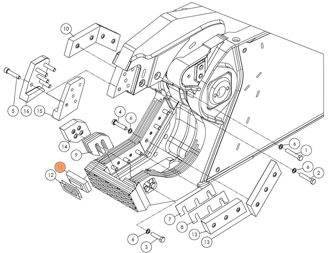 Нож неподвижный центральный SH310-64 на гидроножницы Delta SH310R (аналог)