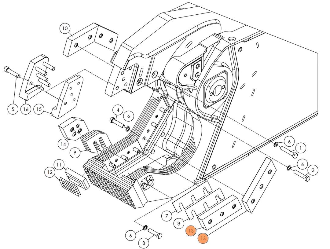 Нож неподвижный левый SH310-66 на гидроножницы Delta SH310R (аналог)
