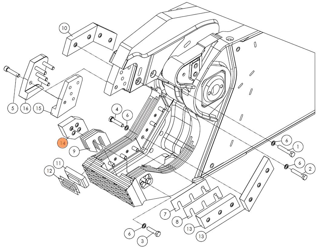 Нож неподвижный правый SH310-69 на гидроножницы Delta SH310R (аналог)