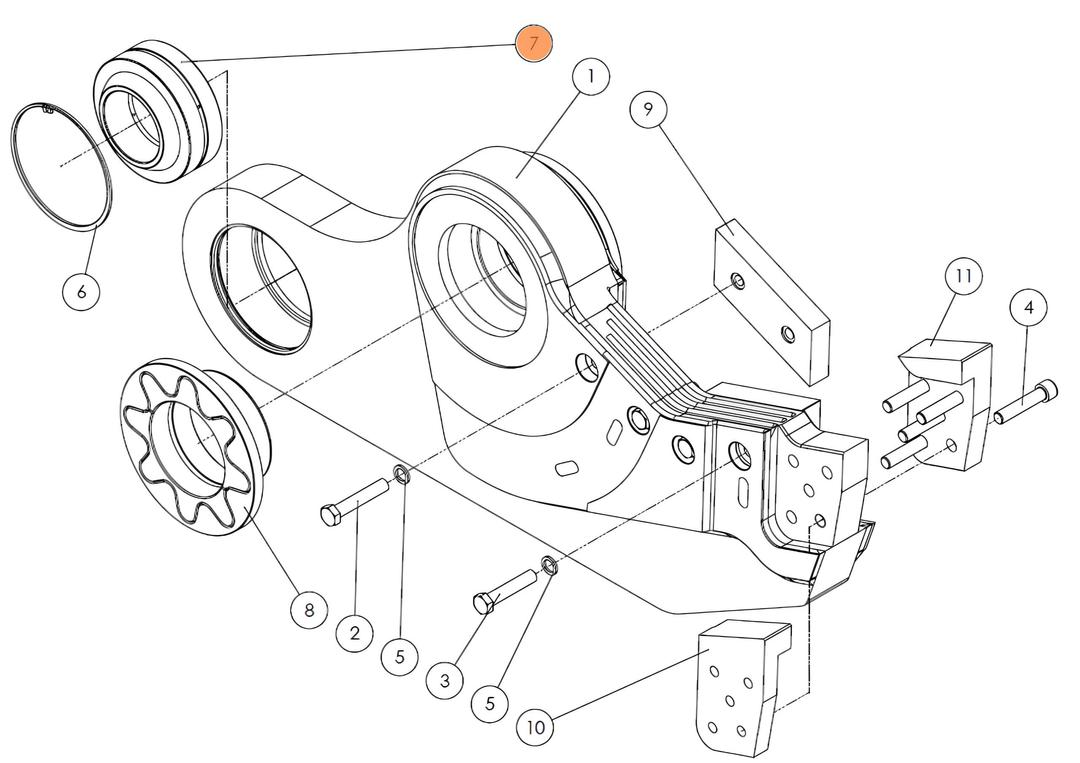Шаровый шарнир подвижной челюсти 78985 на гидроножницы Delta SH310R (аналог)